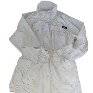 Vintage 1990s LL Bean Women's Cream and Tan Lightweight Jacket Pockets SZ M
